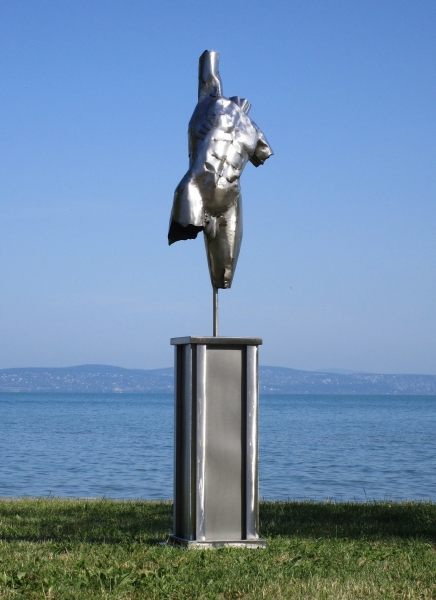 Torso on stainless steel column